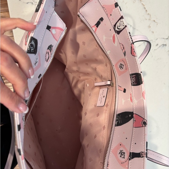 Kate Spade Pink Tote with Bottle Pattern - Picture 2 of 3